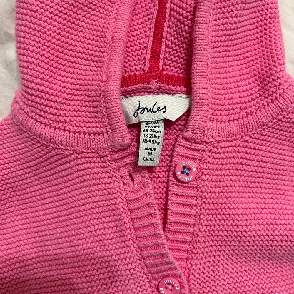 Joules Bright Pink Hooded Cardigan Set - Picture 2 of 5
